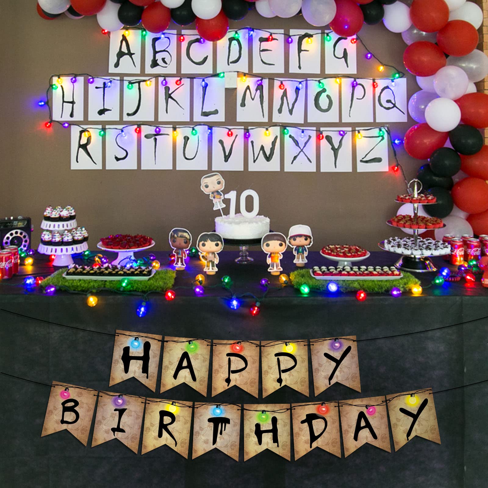 Stranger Happy Bithday Things Banner Party Decorations Marathon Night Boys Girls Bithday Party Decoration Banner