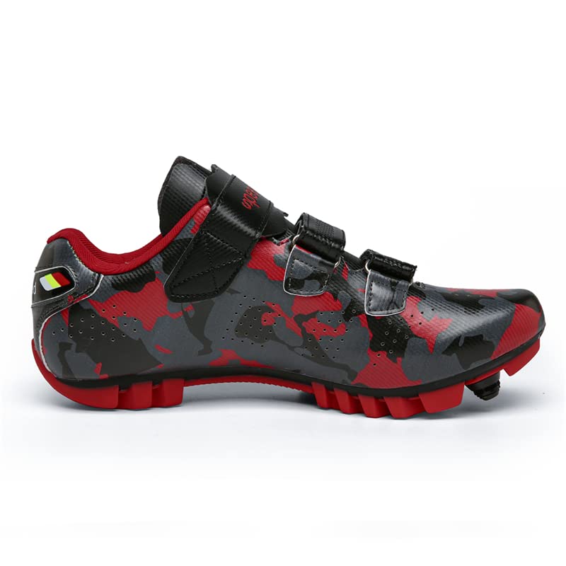 Ksloutdoor Unisex Outdoor Sports Cycling Shoes MTB/Mountain Men's Bike Shoes SPD Women's Compatible 2-Bolt Red Size 8/10.5