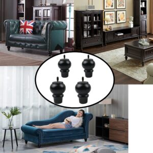 Kualuzt 4 inch Furniture Legs Set of 4 Mid Century Black Wooden Sofa Leg for Dresser Coffee Table Sofa