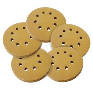 qyqrqf 5 inch sanding discs hook and loop, 220 grits 8 holes sandpaper round orbital sander paper for woodworking car boat metal polishing, 50pcs