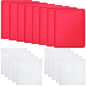8 pcs silicone dehydrator mats 10 pcs mesh screen dehydrator sheets nonstick reusable fruit dryer trays for jerky fruit herbs flax crackers crust tray (red)