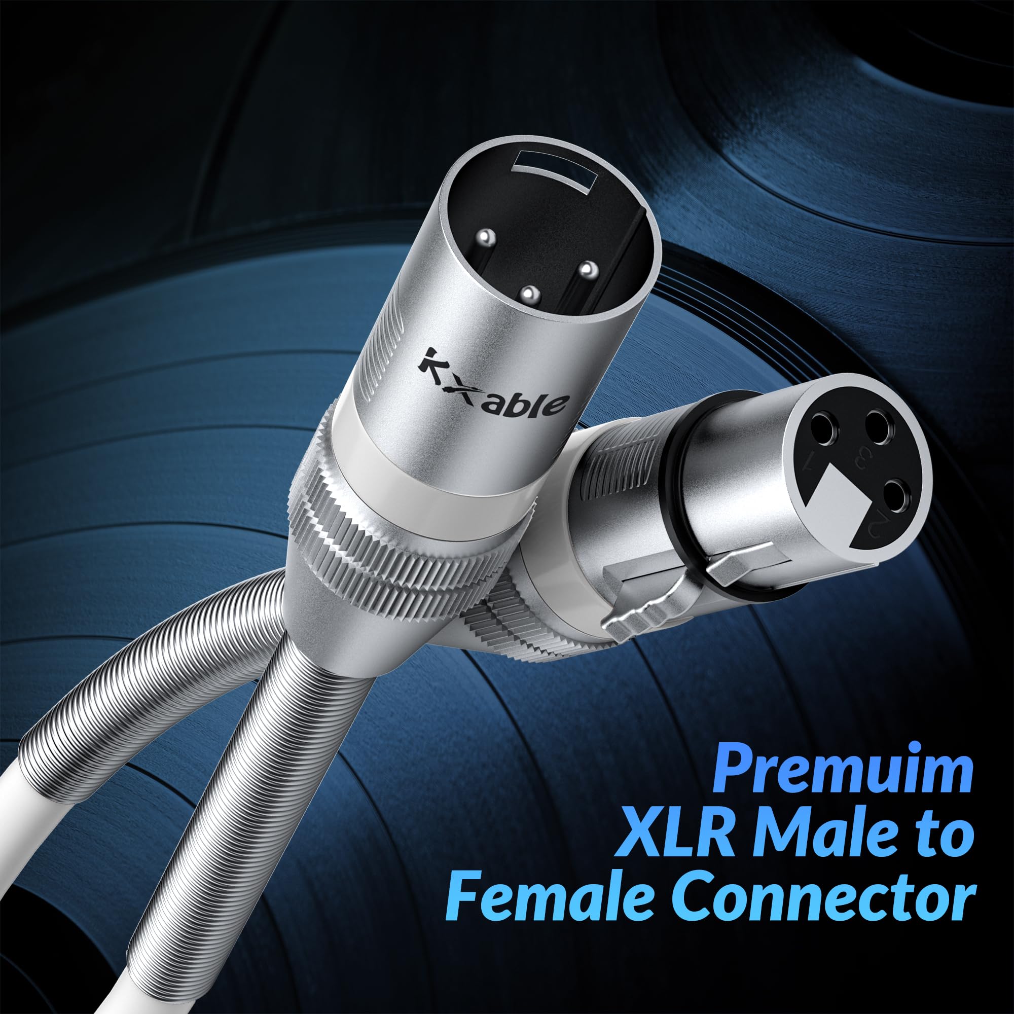 XLR to XLR Cable 100 Feet, Premium XLR Microphone Cable, Heavy Duty 22AWG OFC XLR Male to Female Cord, 3-Pin Shielded Mic Speaker Cable, Zinc Alloy Connectors, Metal Spring SR, White