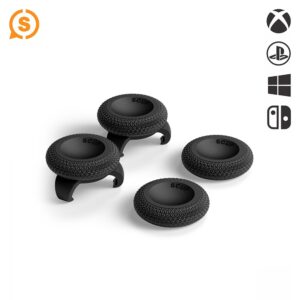 scuf thumbstick grips - 4 pack with 2 bases - catalyst - joystick thumb grips for xbox one and xbox series x & s, ps4, ps5, nintendo switch pro controller - black