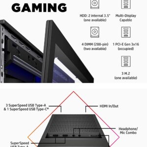 HP OMEN 30L Gaming Desktop, AMD Ryzen 7 5800X Processor, NVIDIA GeForce RTX 3080, Liquid Cooling, Customizing RGB Lighting, 8 USB Ports, HDMI, Windows 11 Home, Black (32GB RAM | 1TB SSD)