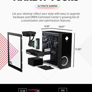 HP OMEN 30L Gaming Desktop, AMD Ryzen 7 5800X Processor, NVIDIA GeForce RTX 3080, Liquid Cooling, Customizing RGB Lighting, 8 USB Ports, HDMI, Windows 11 Home, Black (32GB RAM | 1TB SSD)