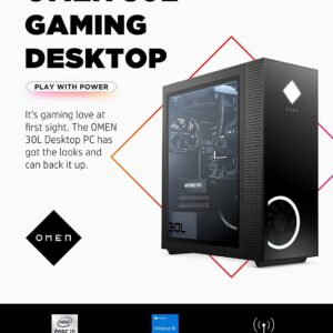 HP OMEN 30L Gaming Desktop, AMD Ryzen 7 5800X Processor, NVIDIA GeForce RTX 3080, Liquid Cooling, Customizing RGB Lighting, 8 USB Ports, HDMI, Windows 11 Home, Black (32GB RAM | 1TB SSD)