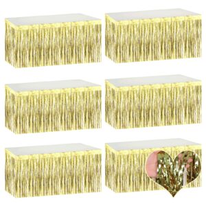 6 pack 29x108 inch light gold metallic foil fringe table skirts banner for tinsel streamer garland curtains backdrop for parade floats wedding baby shower birthday christmas halloween party decoration