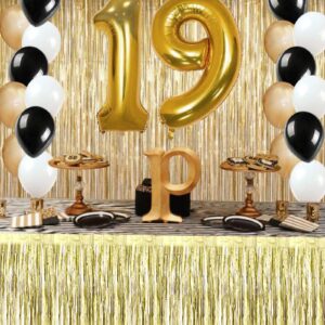 6 Pack 29x108 Inch Light Gold Metallic Foil Fringe Table Skirts Banner for Tinsel Streamer Garland Curtains Backdrop for Parade Floats Wedding Baby Shower Birthday Christmas Halloween Party Decoration