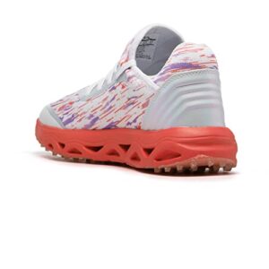 Boombah Women's Raptor SE Luminary Burst Turf Pearl/Hot Coral/White - Size 8.5