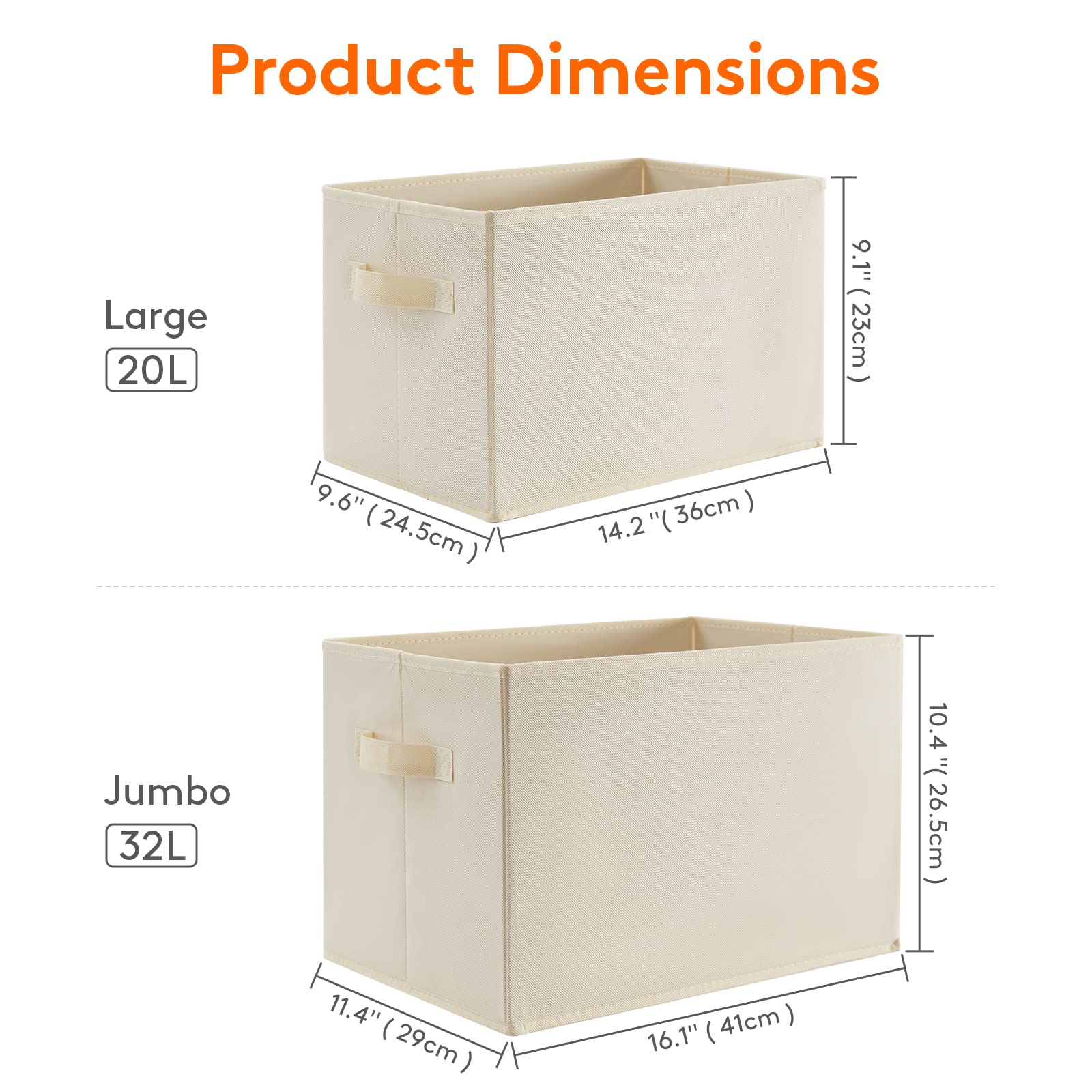 Lifewit 20L Foldable Clothes Storage Bins for Closet Collapsible Sturdy Fabric Storage Basket Cube with 2 Reinforced Dual Handles Fabric Closet Organizers, 3 Packs Beige