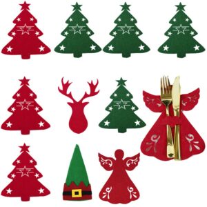 christmas silverware sleeves bag holder pockets cutlery pouch wraps bag spoon tableware flatware dinnerware bag 11 pcs