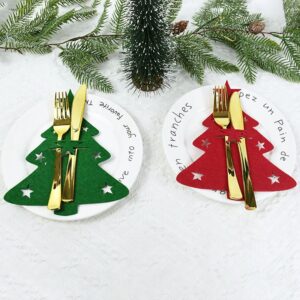 Christmas Silverware Sleeves Bag Holder Pockets Cutlery Pouch Wraps Bag Spoon Tableware Flatware Dinnerware Bag 11 Pcs