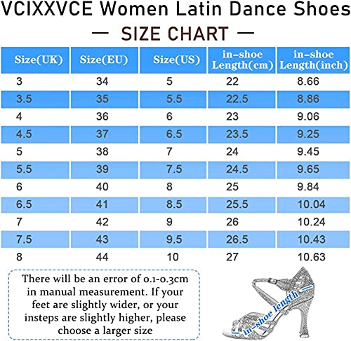 VCIXXVCE Women's Ballroom Latin Dance Shoes Silk Satin Open Toe Tango Salsa Dance Heels Professional Practice Performance Dancing Shoes 2 inch heel,5 US