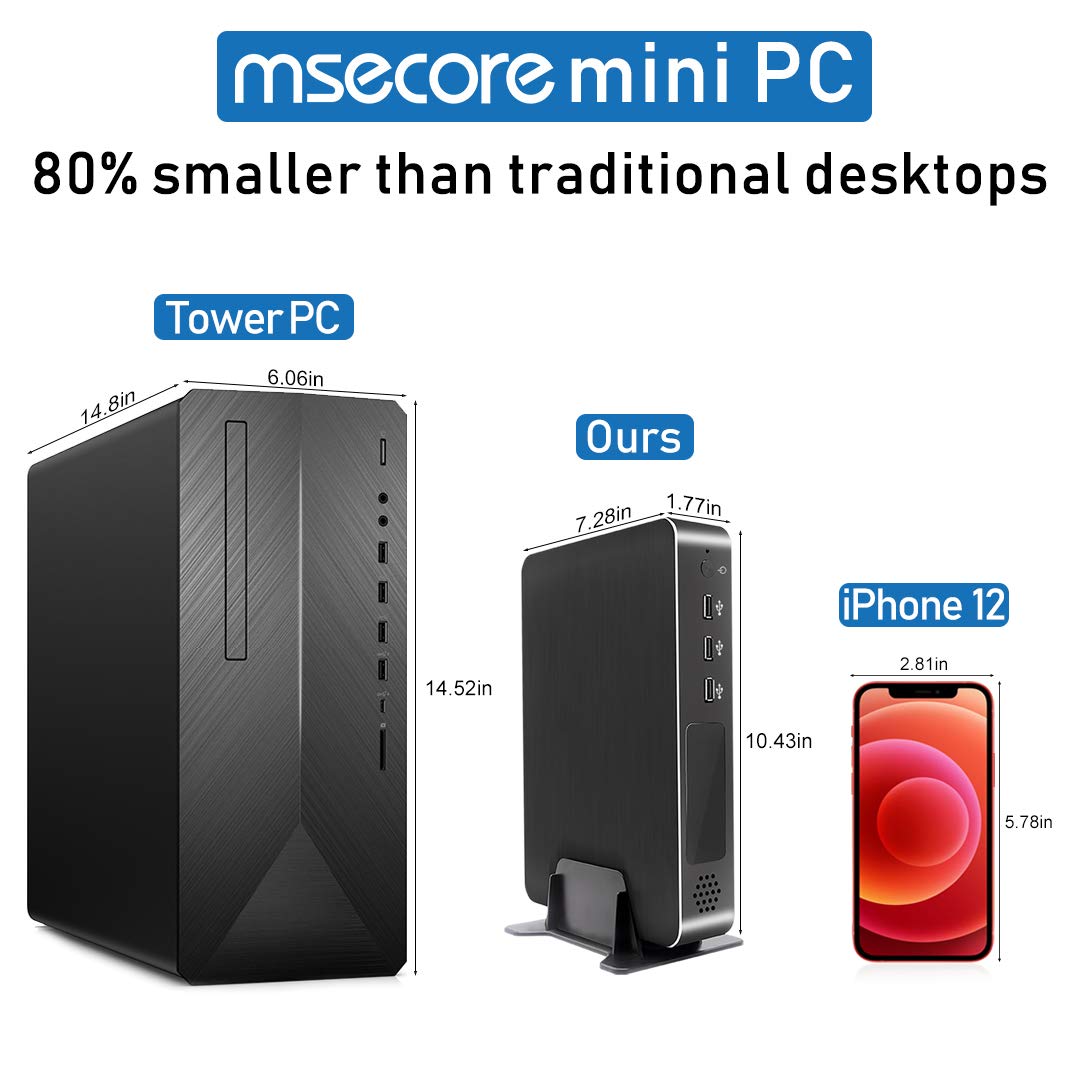 msecore Mini Desktop PC, Computer with i9-9900T, 64G DDR4 RAM 1T NVME SSD, P1000 Dedicated Graphics for Graphics Design, Video Editing, Modeling