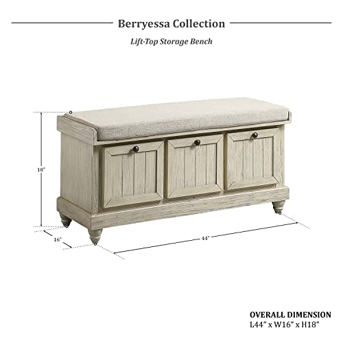 Lexicon Berryessa Lift-Top Storage Bench, Distressed White