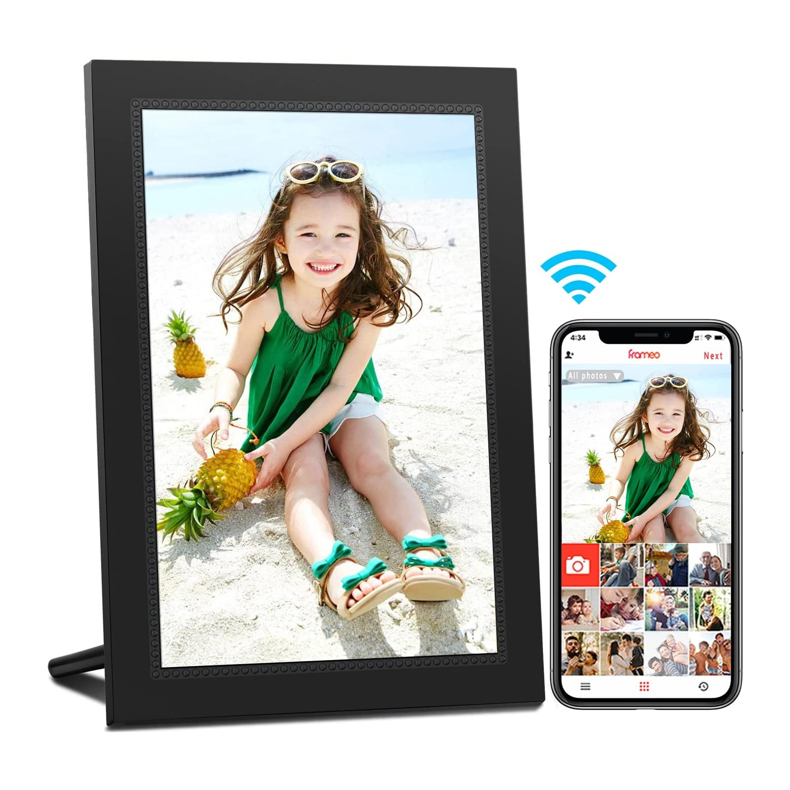 Frameo Digital Picture Frame 10.1 inch Digital Photo Frame with 1920 * 1200 IPS Full HD Touchscreen, 16GB WiFi Digital Picture Frame, Share Photos or Videos Instantly via Frameo App from Anywhere