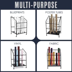 Houseables Blueprint Holder, Blueprint Storage Rack, Print Rack, Plan Holder, Poster Display Rack, Plan Rack, Blueprint Cabinet, Construction Plan Holder, Metal, 4x4” Compartments, 20 Slots, w/Wheels