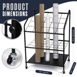 Houseables Blueprint Holder, Blueprint Storage Rack, Print Rack, Plan Holder, Poster Display Rack, Plan Rack, Blueprint Cabinet, Construction Plan Holder, Metal, 4x4” Compartments, 20 Slots, w/Wheels