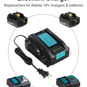 2-Pack 18V 6000mAh Battery Replacement for Makita 18V Battery Kit and Charger with Tool Bag Included Compatible with Makita BL1830B BL1840B BL1850B BL1860B，More