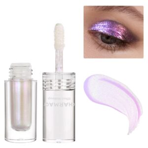 charmacy multichrome liquid glitter eyeshadow, color changing eyeshadow, metallic pigmented long lasting with no crease sparkling eyeshadow chameleon makeup (pink-purple-sliver #11)