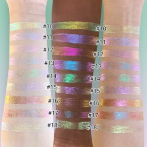 CHARMACY Multichrome Liquid Glitter Eyeshadow, Color Changing Eyeshadow, Metallic Pigmented Long Lasting with No Crease Sparkling Eyeshadow Chameleon Makeup (Pink-Purple-Sliver #11)