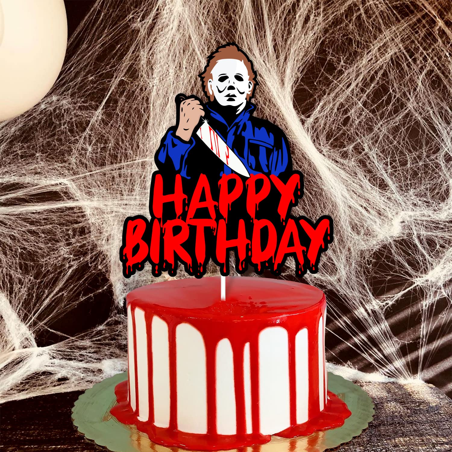 Culxfaiyr Have a Killer Cake Topper Horror Movie BIrthday Cake Decoration Murder Blood Knife Horrific theme Decor for Men Women Boys Girls Bday Party Event Anniversary Halloween Celebration Supplies