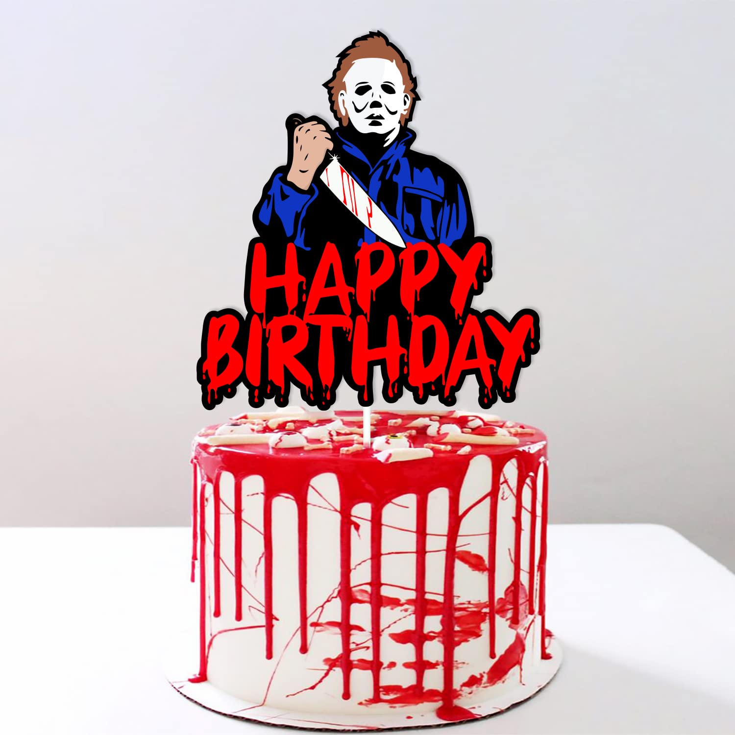 Culxfaiyr Have a Killer Cake Topper Horror Movie BIrthday Cake Decoration Murder Blood Knife Horrific theme Decor for Men Women Boys Girls Bday Party Event Anniversary Halloween Celebration Supplies