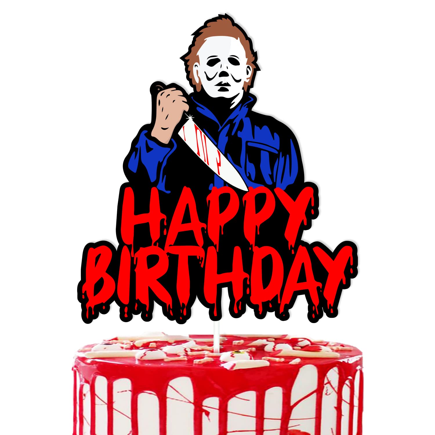 Culxfaiyr Have a Killer Cake Topper Horror Movie BIrthday Cake Decoration Murder Blood Knife Horrific theme Decor for Men Women Boys Girls Bday Party Event Anniversary Halloween Celebration Supplies