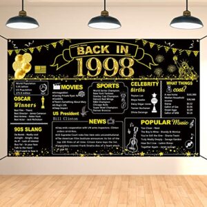 darunaxy 26th birthday black gold party decoration, back in 1998 banner 26 year old birthday party poster supplies vintage 1998 backdrop photography background for men & women 26th class reunion decor