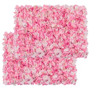 flower wall panel set, u'artliens artificial wall flower backdrop 24x16 inch 3d silk hydrangea rose floral panel for photo background home party wedding backdrop decoration (4pcs, pink)
