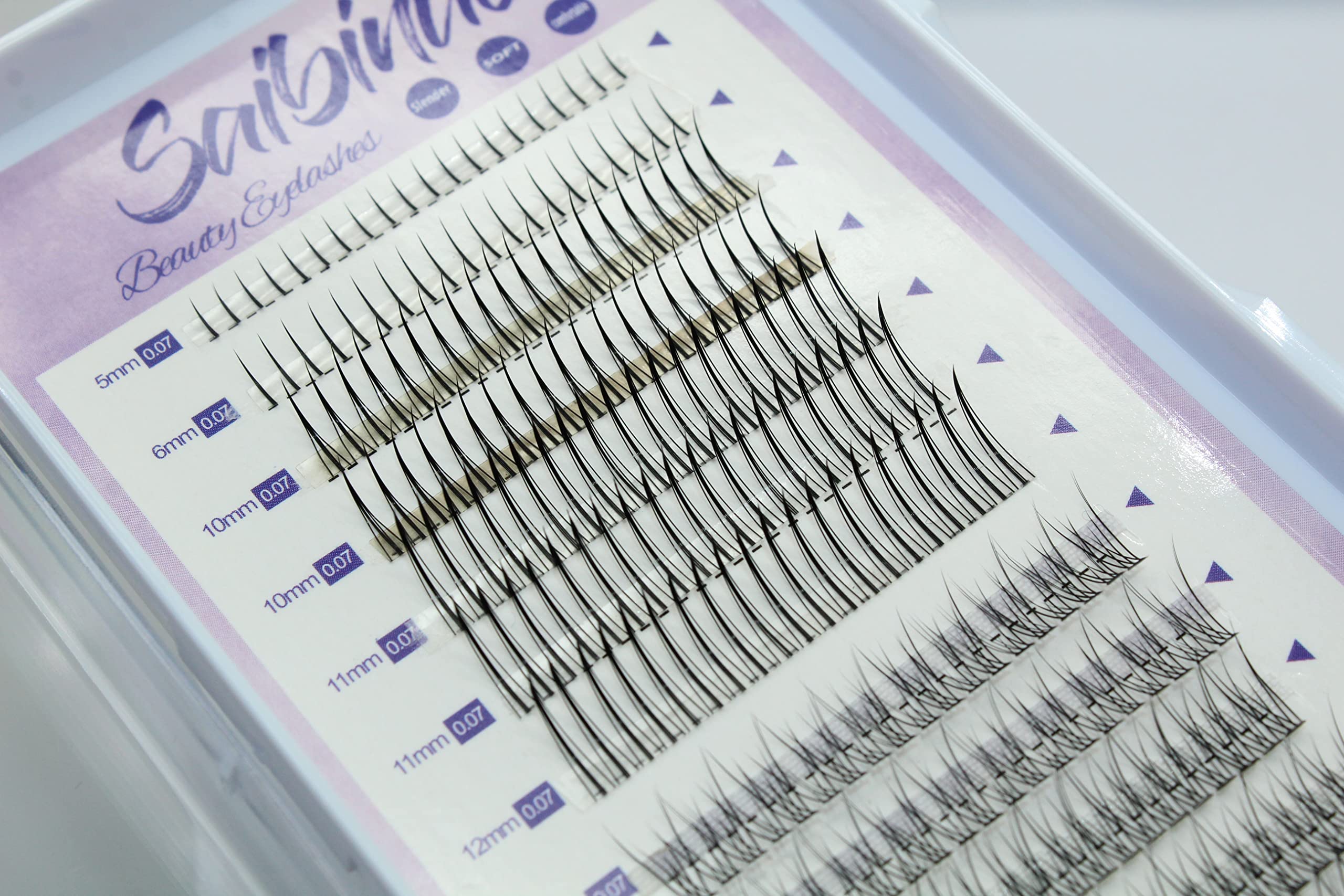 Saibinuo 240pcs Mixed Pack C Curl False Eyelash Extension Individual Lashes Lower Bottom Lash (5-6mm) Fairy Style A Shape (10-12mm) Fish Tail (9-11mm) Natural Clusters, 240 Count (Pack of 1).