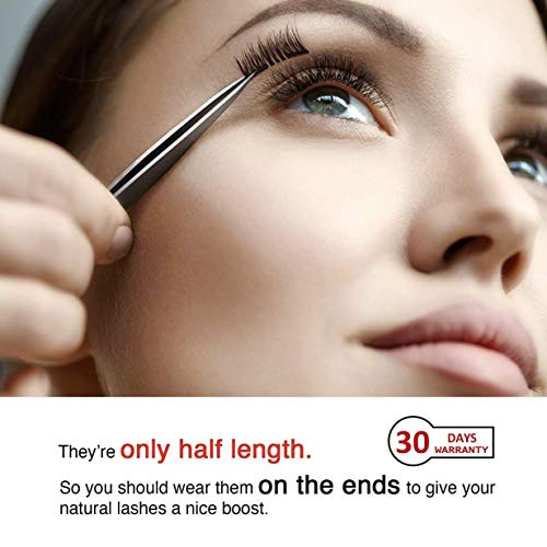 No Glue Magnetic Eyelashes Natural Look, Half Eye 2 Magnets Reusable False Eyelashes with Applicator