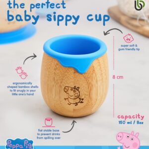 Peppa Pig Toddler Cup for Kids – 150ml Bamboo Cup for Baby with Silicone Liner | Transition Sippy Cup | Snack Cup | Ideal for Baby-Led Weaning | Promotes Drinking and Oral Motor Skills