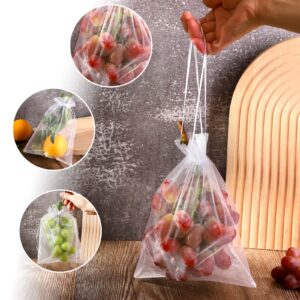 WenTao 50pcs Fruit Protection Bags 6x9 inch, White Mesh Drawstring Netting Cover Bags for Grapes, Mango, Fruit Trees, Vegetables - Pest Barrier and Fruit Protectors for Garden and Plant Fruit Flower