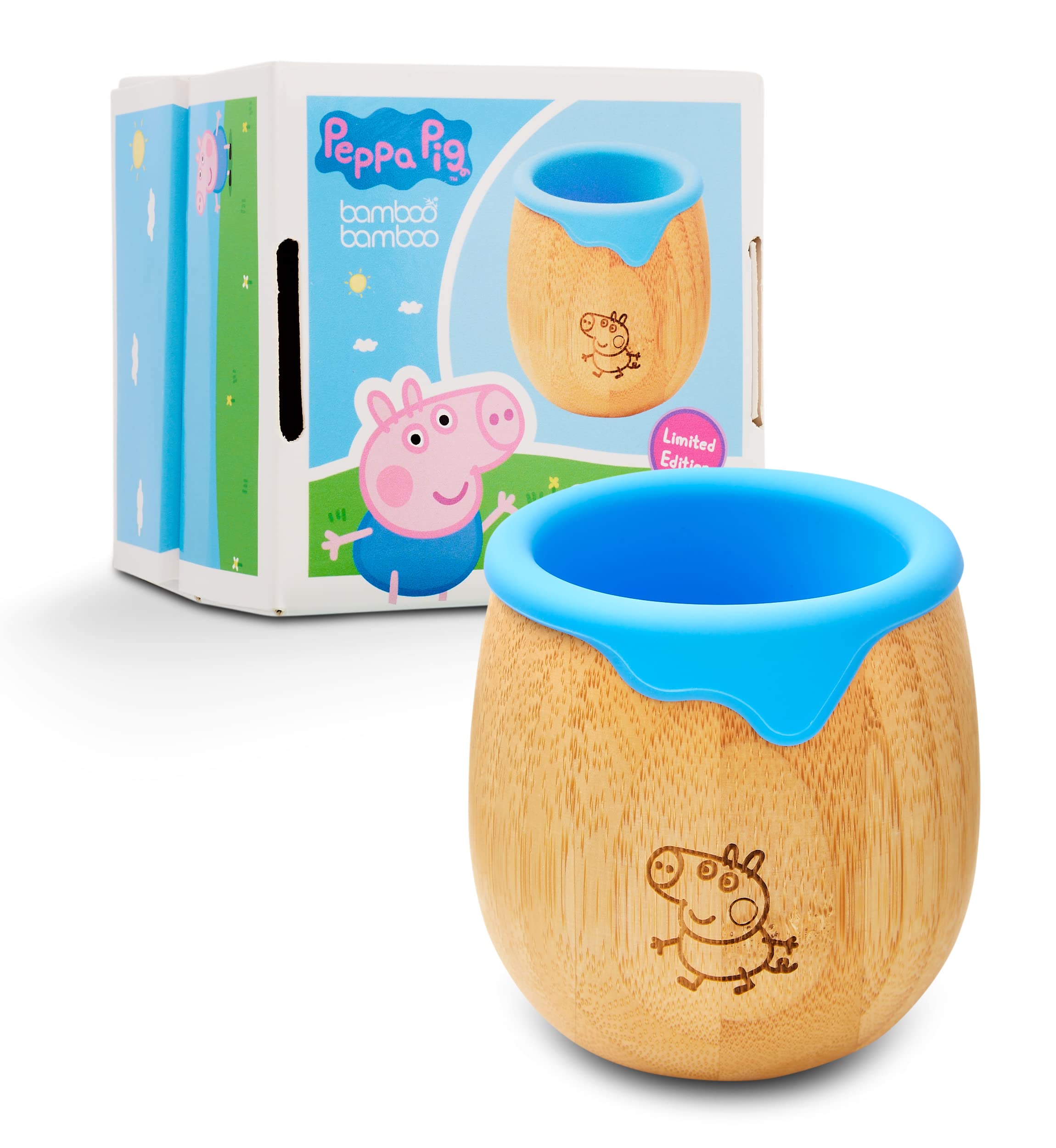 Peppa Pig Toddler Cup for Kids – 150ml Bamboo Cup for Baby with Silicone Liner | Transition Sippy Cup | Snack Cup | Ideal for Baby-Led Weaning | Promotes Drinking and Oral Motor Skills