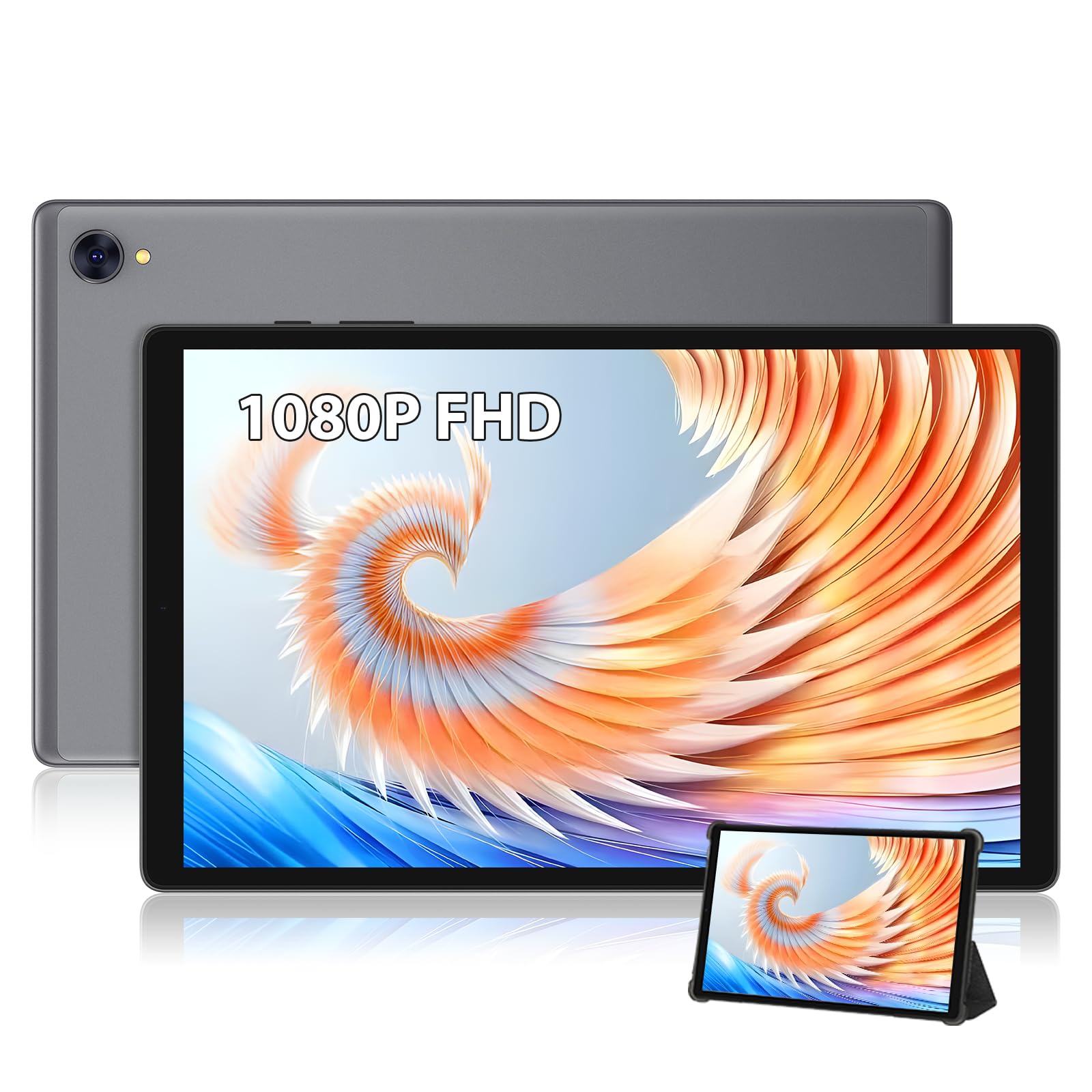 2023 Tablet 10.1 inch Android Tablets 1080P FHD in-Cell LCD Screen, 4GB+64GB Expand to 1TB, Octa-Core CPU, 1920 * 1200 Resolution,8M&13M Dual Camera, Bluetooth5.0, Wi-Fi, GPS-Gray