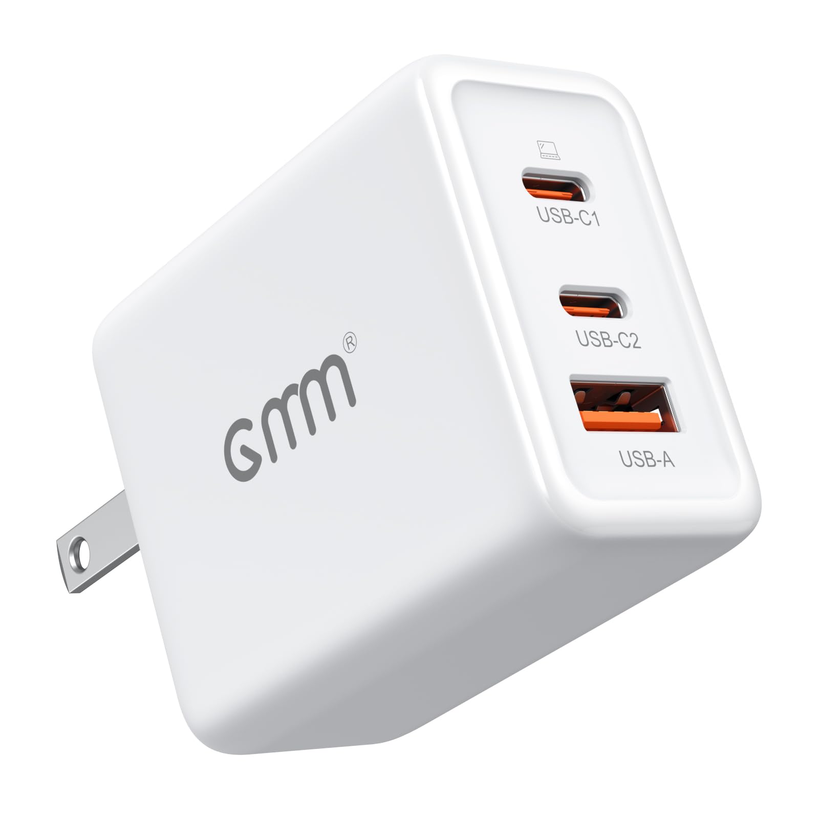 GMM Dual USB C Charger, 65W 3 Ports GaN Fast Charger Block, Compact Foldable Wall Charger for MacBook Pro/Air, iPhone 15 14, Apple Watch, iPad Pro, Galaxy S23, Pixel etc