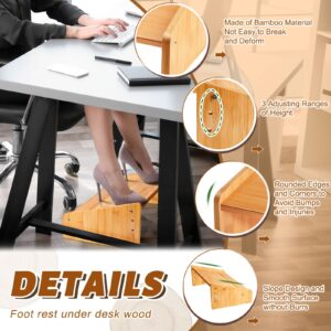 Foot Rest for Under Desk at Work Under Desk Footrest Wooden Foot Stool Under Desk Slanted Desk Foot Rest Ergonomic Adjustable Office Footrests Nursing Foot Stool for Office Home (Low, Light Brown)