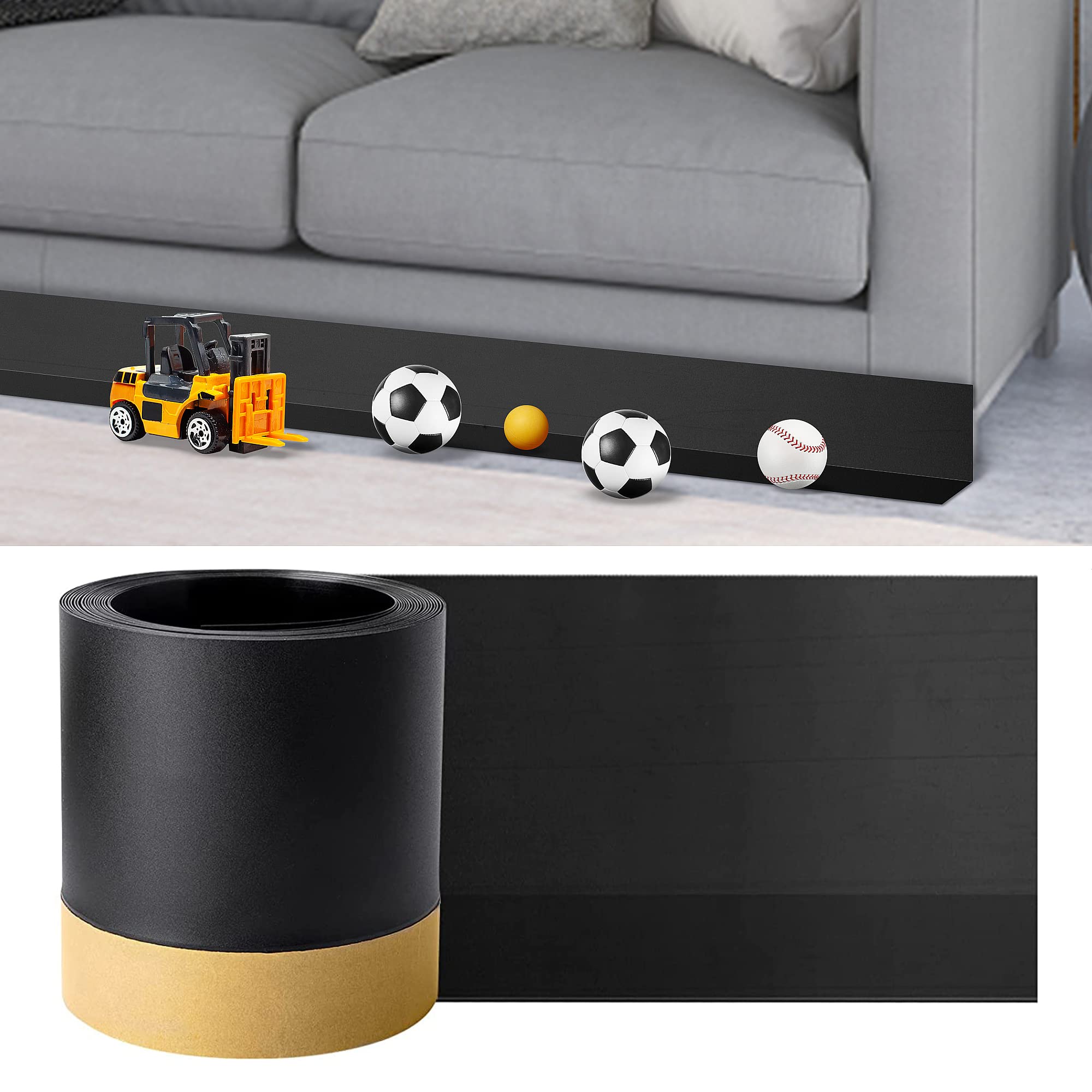 Toy Blocker, PVC Under Sofa Toy Blocker Cuttable Under Couch Blocker, Self-Adhesive Gap Bumper Under Sofa,Toy Blocker Avoid Things Sliding Under Furniture