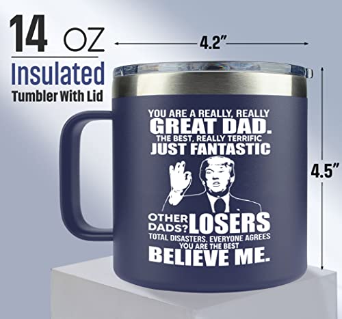 VIWIS Gifts for Dad from Daughter, Son - Dad Gifts from Daughter, Son for Fathers Day - Birthday Gifts for Dad, Funny Dad Birthday Gifts - Best Dad Mug 14Oz