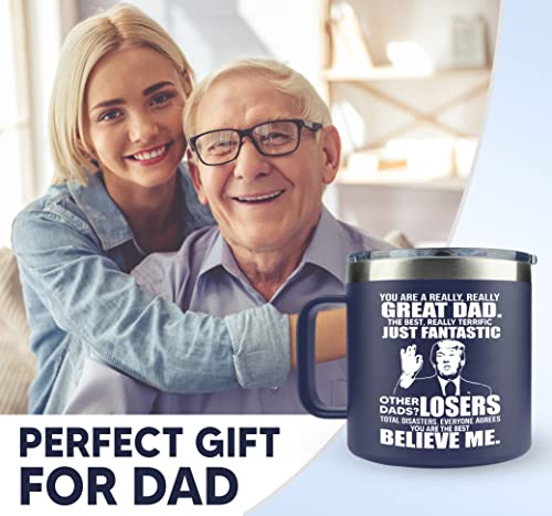 VIWIS Gifts for Dad from Daughter, Son - Dad Gifts from Daughter, Son for Fathers Day - Birthday Gifts for Dad, Funny Dad Birthday Gifts - Best Dad Mug 14Oz