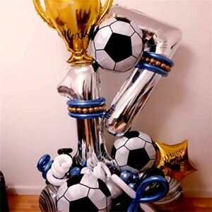 Soccer Party Balloons Set, 32 Inch Champion Trophy Mylar Foil Balloon and Football Helium Foil Balloons, World Cup 2022 Decor for Boys Kids Soccer Ball Fans Sport Birthday Party Decoration Supplies