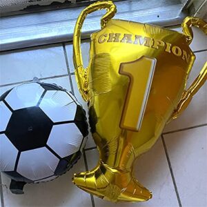 Soccer Party Balloons Set, 32 Inch Champion Trophy Mylar Foil Balloon and Football Helium Foil Balloons, World Cup 2022 Decor for Boys Kids Soccer Ball Fans Sport Birthday Party Decoration Supplies