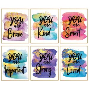 mtl hoe girls room wall decor art prints, positive quotes kids room wall art, posters for teen girls room, girls wall decor posters for bedroom, nursery room, playroom (set of 6 8 x 10 in unframed)