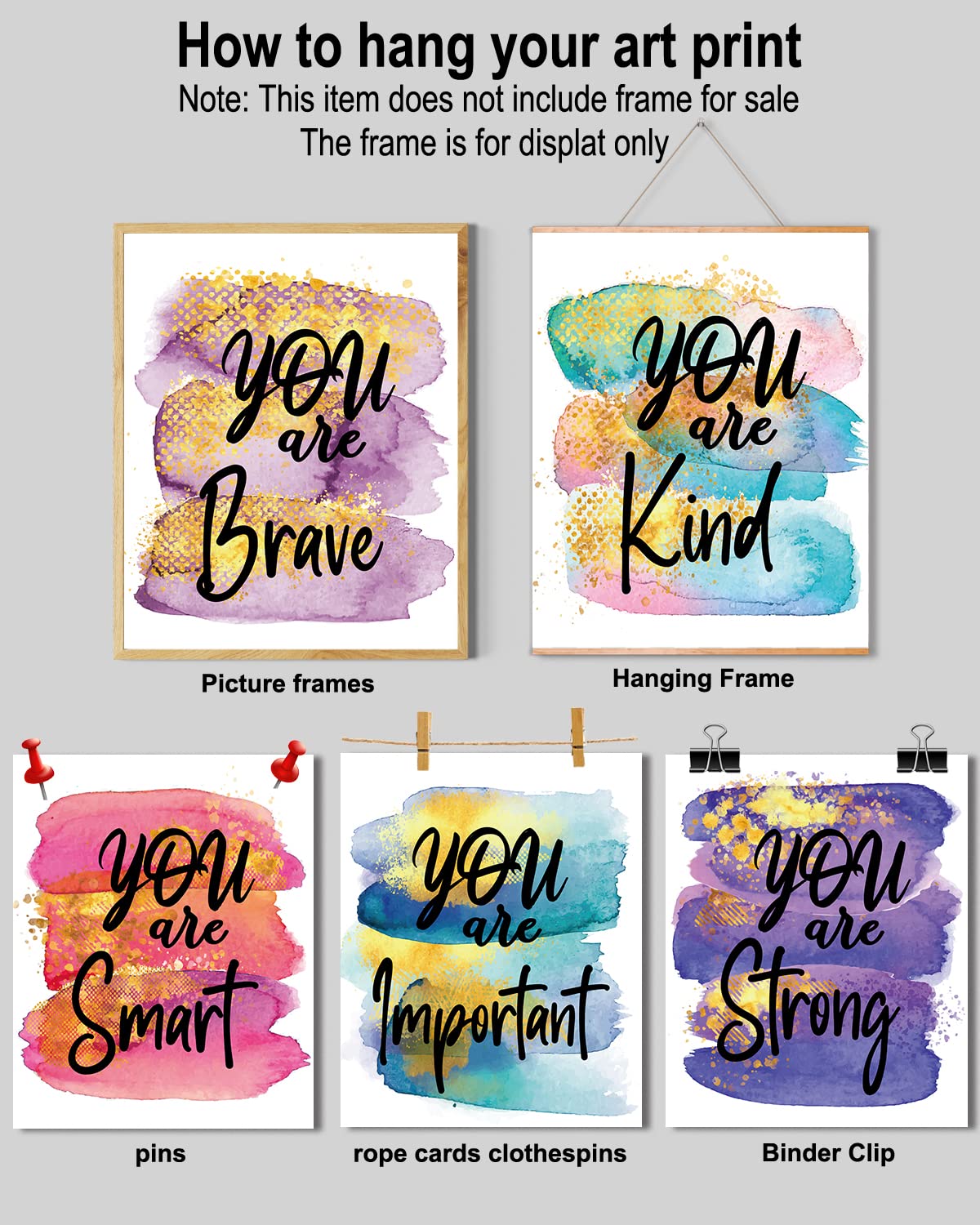 MTL HOE Girls Room Wall Decor Art Prints, Positive Quotes Kids Room Wall Art, Posters For Teen Girls Room, Girls Wall Decor Posters for Bedroom, Nursery Room, Playroom (Set of 6 8 X 10 In Unframed)