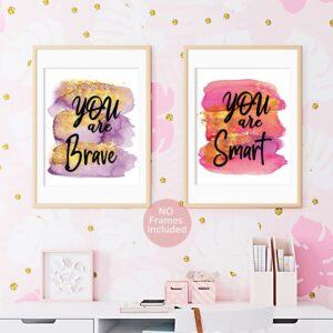 MTL HOE Girls Room Wall Decor Art Prints, Positive Quotes Kids Room Wall Art, Posters For Teen Girls Room, Girls Wall Decor Posters for Bedroom, Nursery Room, Playroom (Set of 6 8 X 10 In Unframed)