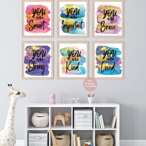 MTL HOE Girls Room Wall Decor Art Prints, Positive Quotes Kids Room Wall Art, Posters For Teen Girls Room, Girls Wall Decor Posters for Bedroom, Nursery Room, Playroom (Set of 6 8 X 10 In Unframed)