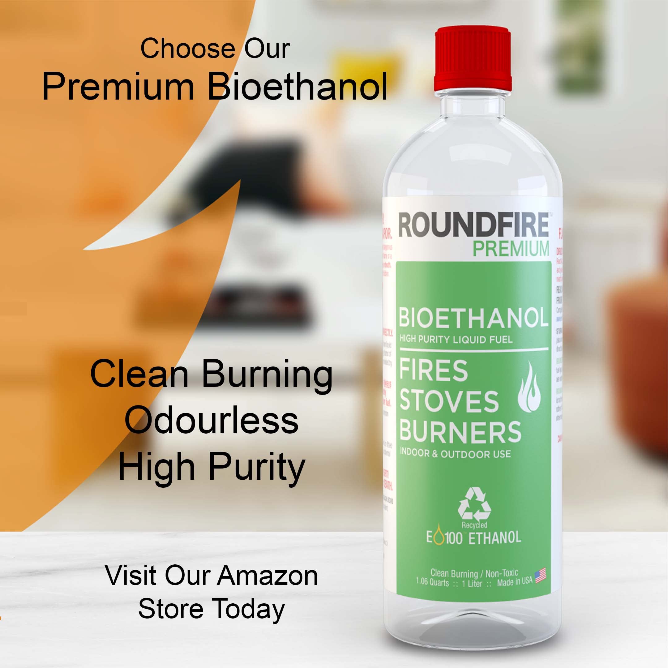 Roundfire Smores Bundle - Bio Ethanol Fireplace Fuel 1 Liter - Tabletop fire Pit, CDA, Denatured Ethanol Alcohol Fuel 1 Quart, for Gel & Ethanol Fire Pits