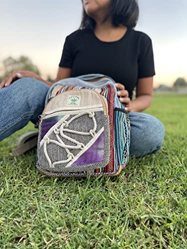 Small 13" cotton and hemp backpack, nepali backpack, himalayan backpack, Small 13" bag (BAG-008-SM)