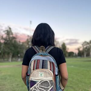 Small 13" cotton and hemp backpack, nepali backpack, himalayan backpack, Small 13" bag (BAG-008-SM)